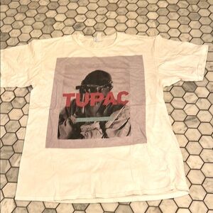 White Tupac Graphic COTTON T-Shirt M